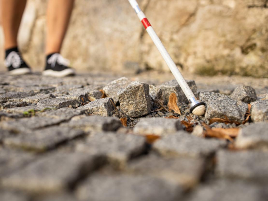 Hvid stok på brosten