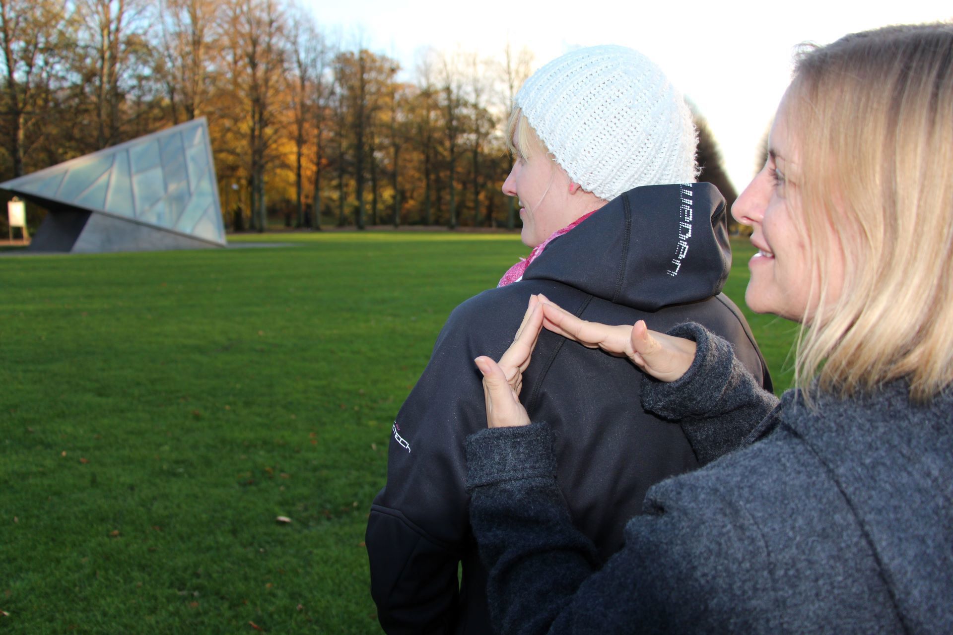 Der synsbeskrives en trekantet form på ryggen af en døvblind