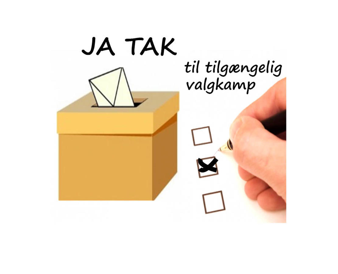 Stemmeboks med teksten Ja tak til tilgængelig valgkamp